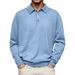 Men's Long Sleeve V-Neck Button-Up Polo Shirt - Comfortable Stretch Fabric, Lightweight & Breathable, Casual & Business Wear, Multiple Colors & Sizes_viptrois.com