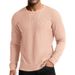Men's Waffle-Knit Long Sleeve T-Shirt – Breathable Polyester Crew Neck Tee For Urban Layering Slim Fit Casual Top (S-XXL)_viptrois.com