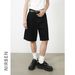 Nirben Denim Men's Summer Clean Fit Straight Leg Denim Shorts Loose Wide Leg Pants Five Point Trendy_viptrois.com