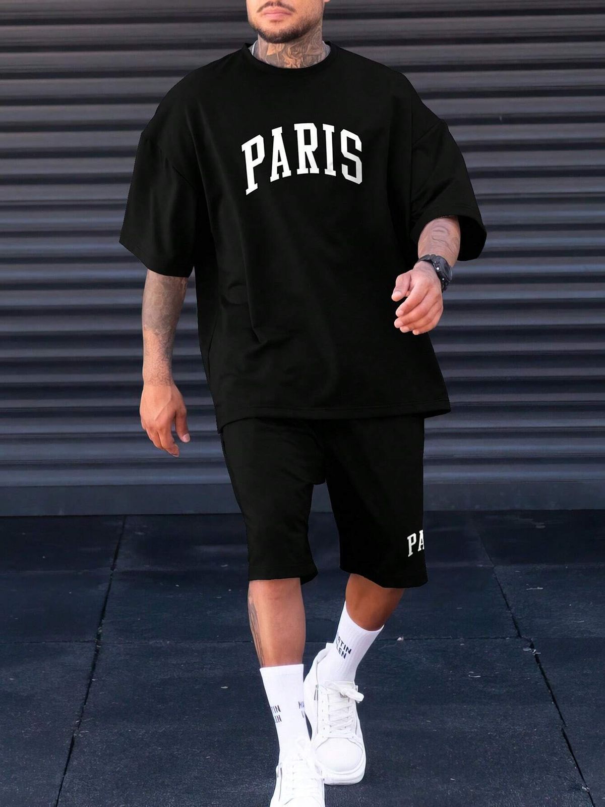 Men's Clothing Short Sleeved Suit Men's Summer New Fashion Trend Short Sleeved T Shirt Shorts Two Piece Suit_viptrois.com