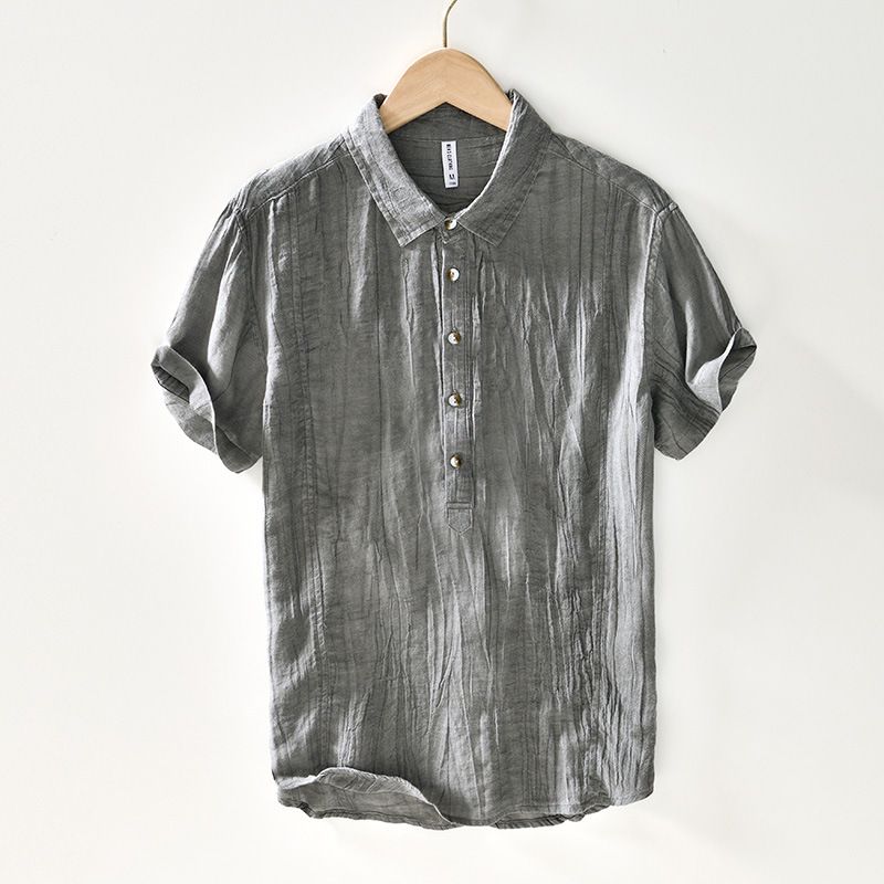 Men's Clothing Ramie Breathable And Comfortable Solid Color T Shirt Chinese Style Retro Casual Shirt_viptrois.com