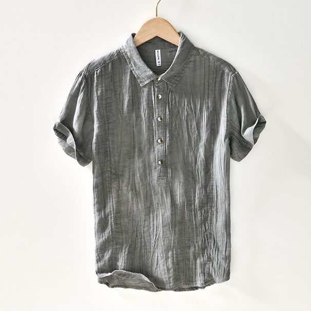 Men's Clothing Ramie Breathable And Comfortable Solid Color T Shirt Chinese Style Retro Casual Shirt_viptrois.com