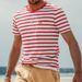 Men's New Summer Fashion Casual Striped Short-sleeved Top Round Neck T-shirt_viptrois.com