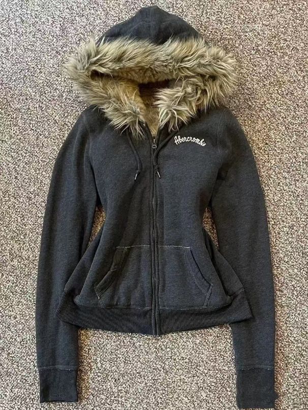 2025 Zipper Hoodie Hat, Plush Autumn Winter Stylish Internet Celebrity Hooded Cardigan With Letters ABENCNONBIE_viptrois.com