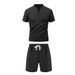 Men's Clothing Casual Suit Short Sleeved Stretch Sports Shorts Two Piece Suit Casual T Shirt_viptrois.com