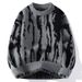Men's Round Neck Knit Sweater – Color-Block Striped Pullover, Warm & Stylish For Autumn & Winter_viptrois.com