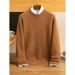 Nordmann 100% Cashmere Winter Thickened Jacquard Round Neck Casual Loose Knitted Base Shirt Sweater For Men_viptrois.com