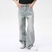 Men's Clothing 2025 Summer New Products American Trendy Drape Washed Light Blue Straight Loose Jeans_viptrois.com