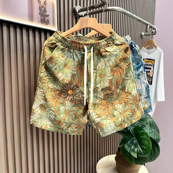 Summer Trendy Floral Print Casual Shorts For Men And Women Loose Fit Five Point Pants Street Retro_viptrois.com