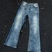 Men's Clothing Retro Washed Blue Denim Cleanfit Distressed High Street Vibe Flared Jeans_viptrois.com