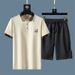 Men's Clothing Men's Summer Ice Silk Breathable Casual Sports Suit Slim Fit Fashion Round Neck Short Sleeve Polo Shirt Stretch Quick Drying Pants_viptrois.com
