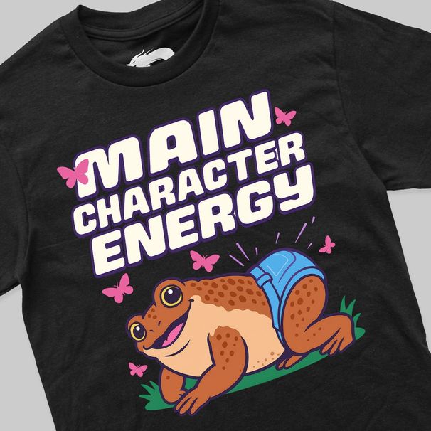 Main Character Energy 100% Cotton T-shirt Mens Tees Top Niedlich Cute Kawaii Süße Kröte_viptrois.com