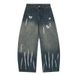 Men's Loose Fit Washed Tie-Dye Denim Pants Punk Wasteland Style Paint Splatter Niche Casual_viptrois.com