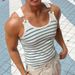 Men's Clothing New Striped Men's Vest Elastic Slim T Shirt Fashionable Metal Button Camisole Vest_viptrois.com