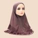 Women's Hijab solid color women's headscarf crystal linen chiffon double layer ruffled pullover headscarf comfortable and breathable_viptrois.com