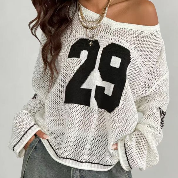 New European And Style Knitted Hollow-out See-through American Pullover Jersey-style Long-sleeve Beach Cover-up Sun_viptrois.com