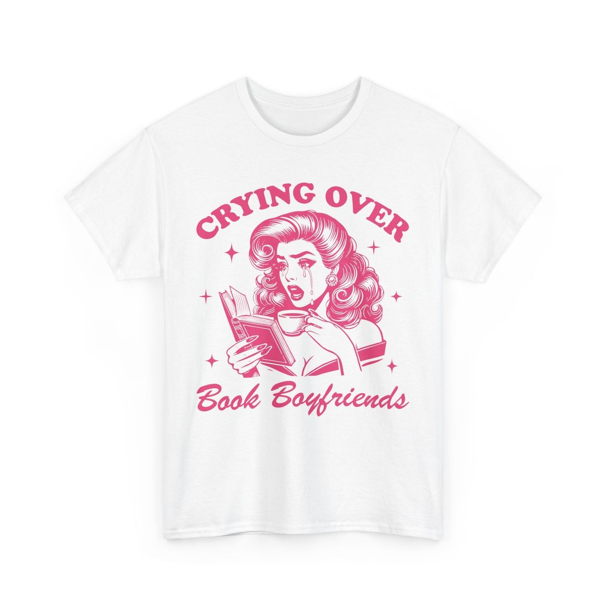 Book T-Shirt Mens Womens Tees Top | Funny Reading Shirt | Crying Over Book Boyfriends T-Shirt Mens Womens Tees Top_viptrois.com