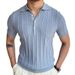 Men's Clothing Solid Color Knitted Sweater Lapel Short Sleeve Business Polo Shirt Men_viptrois.com