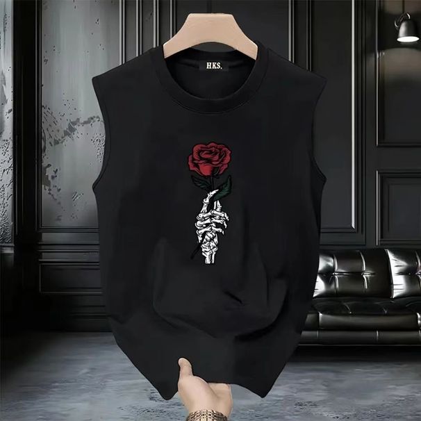 Pure Cotton Sleeveless Loose Vest Summer American Trend Popular Design Printed Versatile Casual Sports Basketball Top_viptrois.com