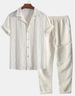 Men's Stylish Short Sleeve Linen Shirt & Pants Set With 3D Digital Print - Comfortable Summer Outfit For Casual Wear_viptrois.com