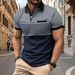 Men's New Chest Fake Pocket Digital Printing Lapel Button Polo Shirt_viptrois.com
