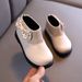 Children's Cotton Boots 2023 Winter New Children's Shoes Korean Style Girl's Soft Bottom Leather Boots Baby's All-match Fleece-lined Martin Boots_viptrois.com