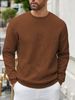 Waffle-Knit Pullover Sweatshirt – Unisex Oversized Crewneck Long Sleeve Top – Thickened Polyester Casual Wear For Autumn_viptrois.com