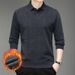 Nordmann Fleece-Lined Thickened Polo For Middle-Aged Men, Autumn And Winter Casual Turn-Down Collar Long-Sleeve Two-Piece_viptrois.com