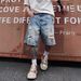 Men's Trendy Summer Style Ripped Paint Spot Distressed Jeans Six Point Yellow Mud Dye Over The Knee_viptrois.com