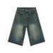 Vintage Washed Denim Shorts For Men – Relaxed Fit, Mid-Length, Straight Leg – Retro Summer Casual Shorts (Multiple Colors & Sizes)_viptrois.com