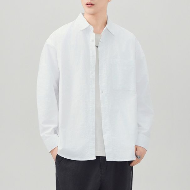 Nordmann 2025 New Spring And Autumn Japanese Retro Men's Loose Oxford Cotton Casual American Versatile Shirt_viptrois.com