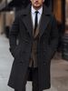 Men's Clothing Fashion Solid Color Wool Coat Korean Style Double Breasted Medium Length Woolen Windbreaker Jacket_viptrois.com