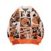 Halloween Themed Sweater With Pumpkin Jacquette Design - Cozy Fall Knit Pullover With Spread Collar For Teens & Young Adults_viptrois.com