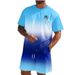 Men's Gradient Print Short Sleeve T-Shirt And Shorts Set, Summer Casual Streetwear Outfit, Soft Breathable Polyester Blend, Multiple Colors_viptrois.com