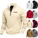 Pure Cross-Border American Style Autumn Winter Heavy Fleece Long Sleeve Half Zip Loose Stand Collar Pullover Men's Sweatshirt_viptrois.com