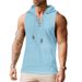 New Large Size Summer Thin Men's Casual Hooded Solid Color Lace-up Sleeveless Vest_viptrois.com