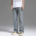 Men's Vintage Washed Flare Jeans - Relaxed Fit Clean Aesthetic Straight Leg Casual Pants For Men_viptrois.com