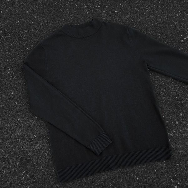 Minimalist Semi-Turtleneck Sweater – Slim-Fit Thermal Knit Pullover For Men's Winter Layering_viptrois.com