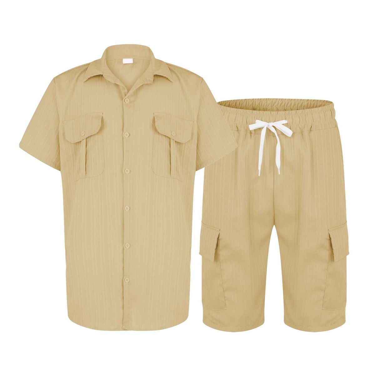 Men's Minimalist Short Sleeve & Shorts Set - Breathable Poly-Cotton Blend (S-XXXL) | Solid Color Athletic Lounge Wear In 10 Colors (Wine/Navy/Olive)_viptrois.com