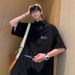 2025d Plain White Polo Five-Sleeve Men's Summer Loose T-Shirt High Street Turn-Down Collar Trendy Brand Fashion Shirt_viptrois.com
