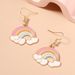 Japanese And Korean Cross Border Small Fragrance Style Sweet Style Pink Cute U Shaped Rainbow Cloud Style Alloy Oil Drop Earrings Simple Female_viptrois.com