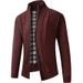Men’s Fleece-Lined Knit Cardigan – Warm Winter Sweater For Casual & Work (Blue/Light Gray/Dark Gray/Burgundy/Espresso, M-XXXL)_viptrois.com