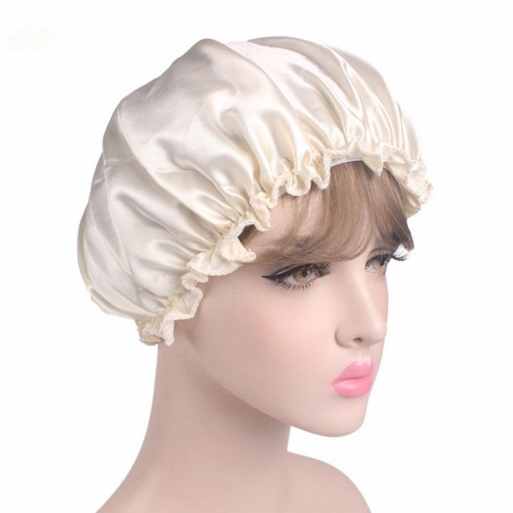 women's satin nightcap anti hair loss hair care hat personalized wood ear brim lazy sleep no heat nightcap_viptrois.com
