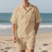 Men's Clothing Summer Men's Casual Loose Beach Short Sleeved Shorts Suit Seaside Vacation Shirt Shorts Suit_viptrois.com