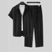 Men's Clothing Striped Short Sleeved Shirt Single Breasted Lapel Suit Men's Fashion Trend_viptrois.com