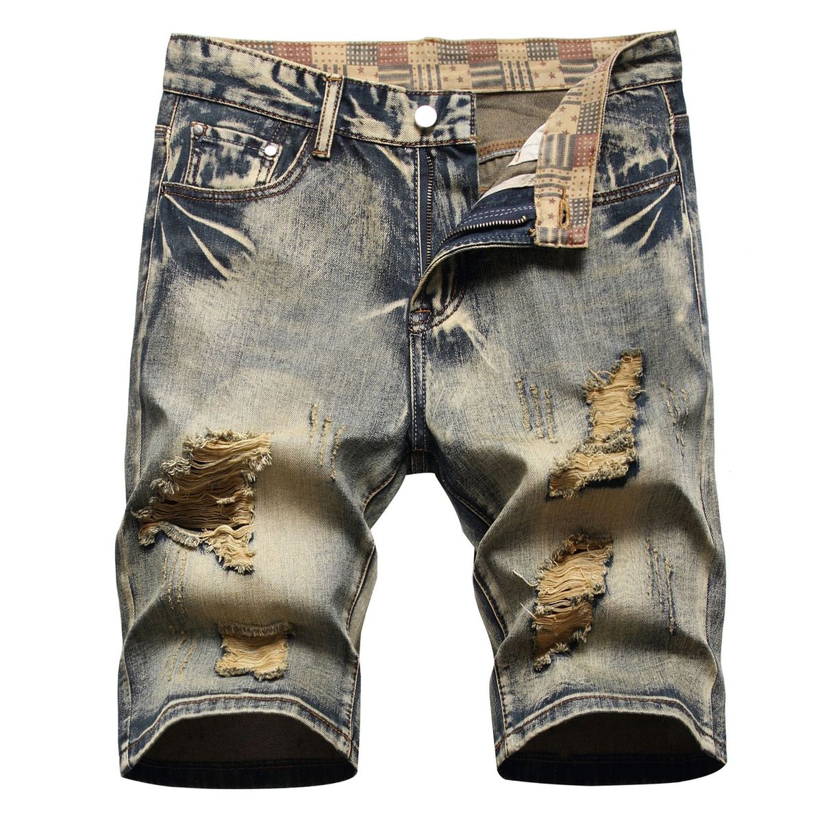 Men's Clothing In Stock 2024 Ashion Brand Jeans Straight Men's Slim Trousers Trendy Youth Denim Shorts_viptrois.com