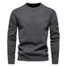 New Cotton Autumn/Winter Round Neck Solid Color European Size Trendy Knitted Sweater Men's Basic Top_viptrois.com