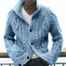 Men's Solid Color Knit Cardigan Sweater - Slim Fit Long Sleeve Pullover For Winter & Fall (Gray, Black, Red, Blue, Beige, Khaki)_viptrois.com
