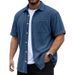 Men's Dark Gray Corduroy Shirt Short Sleeve Cardigan Top Retro Style Versatile Breathable Textured New_viptrois.com