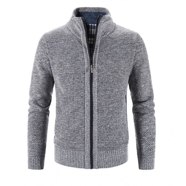 Men's Fleece-Lined Knit Cardigan - Warm Winter Stand Collar Sweater For Teenagers & Young Adults (Multiple Colors & Sizes)_viptrois.com